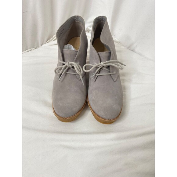 Cole Hann Womens 8.5 Halley Chukka Boots Grey Leather and Brown Wedge Lace Ankle - Picture 5 of 12